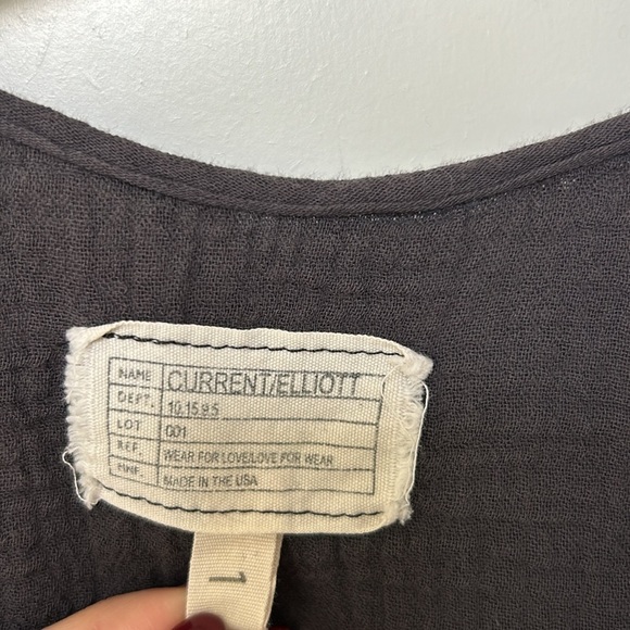Current Elliott Picnic Shirt Blouse Charcoal Grey Embroidered Long Sleeve size 1 - Picture 2 of 14